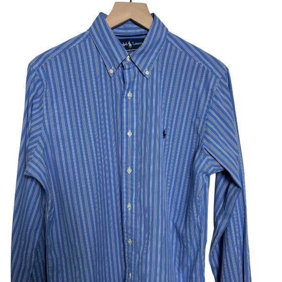 Ralph Lauren Shirt Men's Size Medium Blue Classic Fit Long Sleeve Button Down - Picture 4 of 9